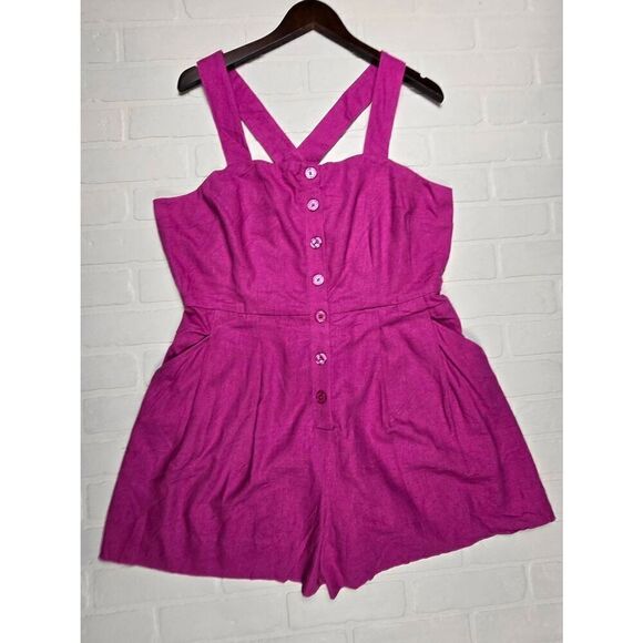 A New day Pink Linen Blend Romper XL - Picture 1 of 4
